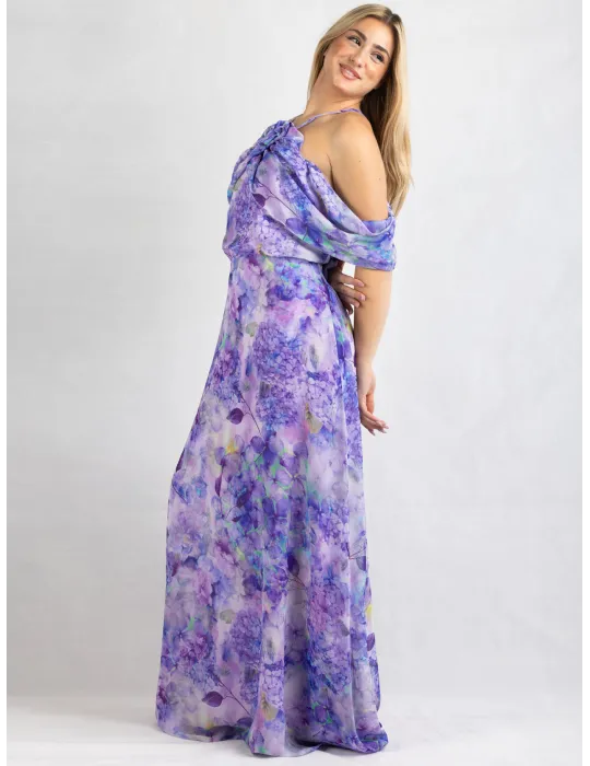 Casting summer 2025 | Abito lungo chiffon floreale lilla omerale