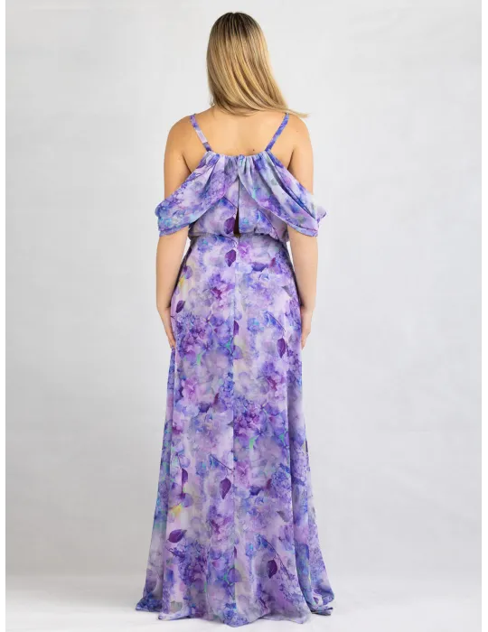 Casting summer 2025 | Abito lungo chiffon floreale lilla omerale