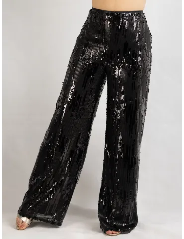 Black sequins palazzo trousers 2