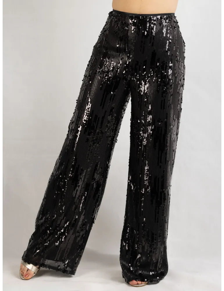 Casting 2025 | Pantaloni palazzo in paillettes nere fino alla 52