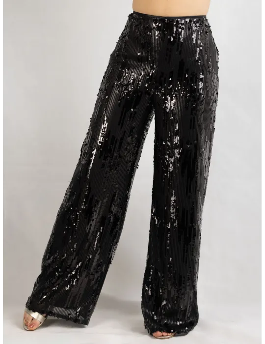 Casting 2025 | Pantaloni palazzo in paillettes nere fino alla 52