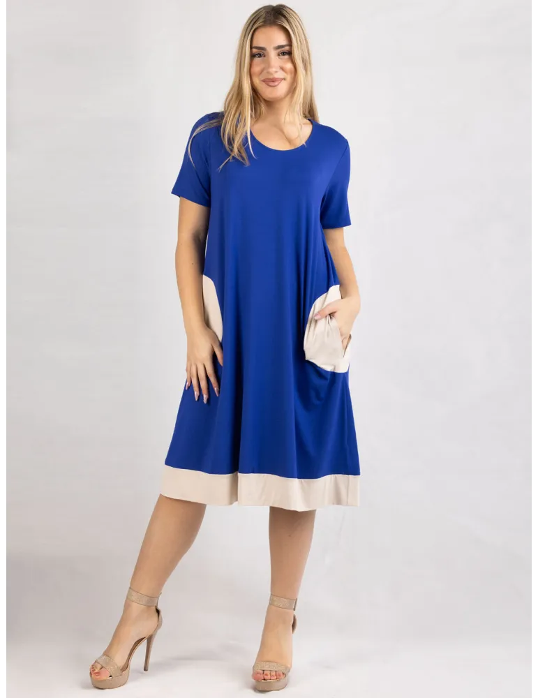 Rubamori Milano Royal blue A-shape short sleeve dress Rubamori Milano Royal blue A-shape short sleeve dress