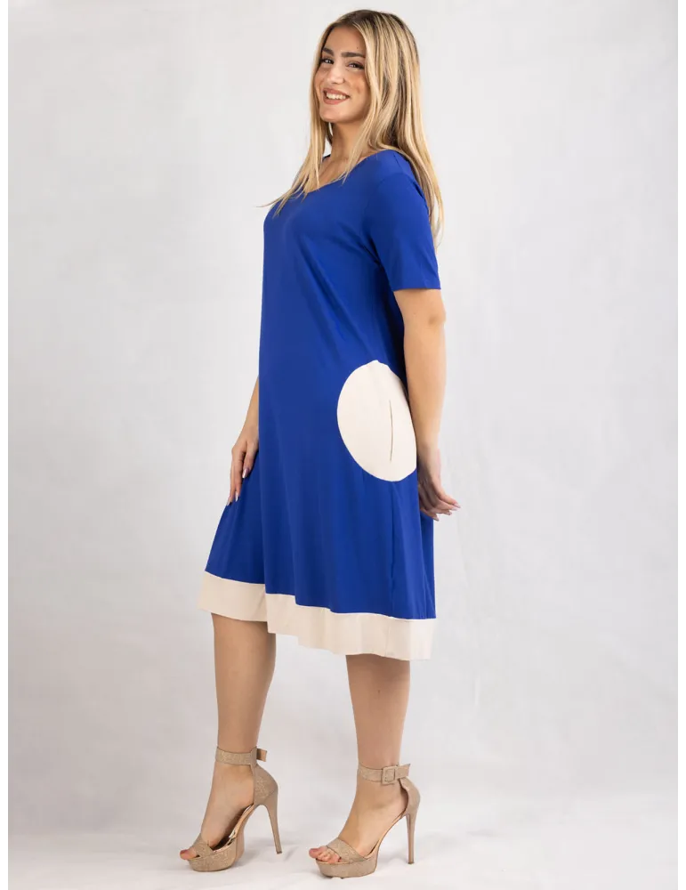 Rubamori Milano Royal blue A-shape short sleeve dress