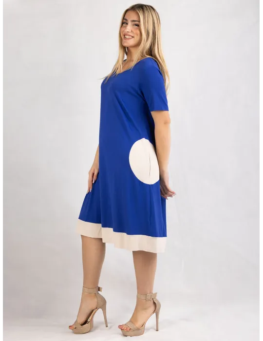 Rubamori Milano Royal blue A-shape short sleeve dress