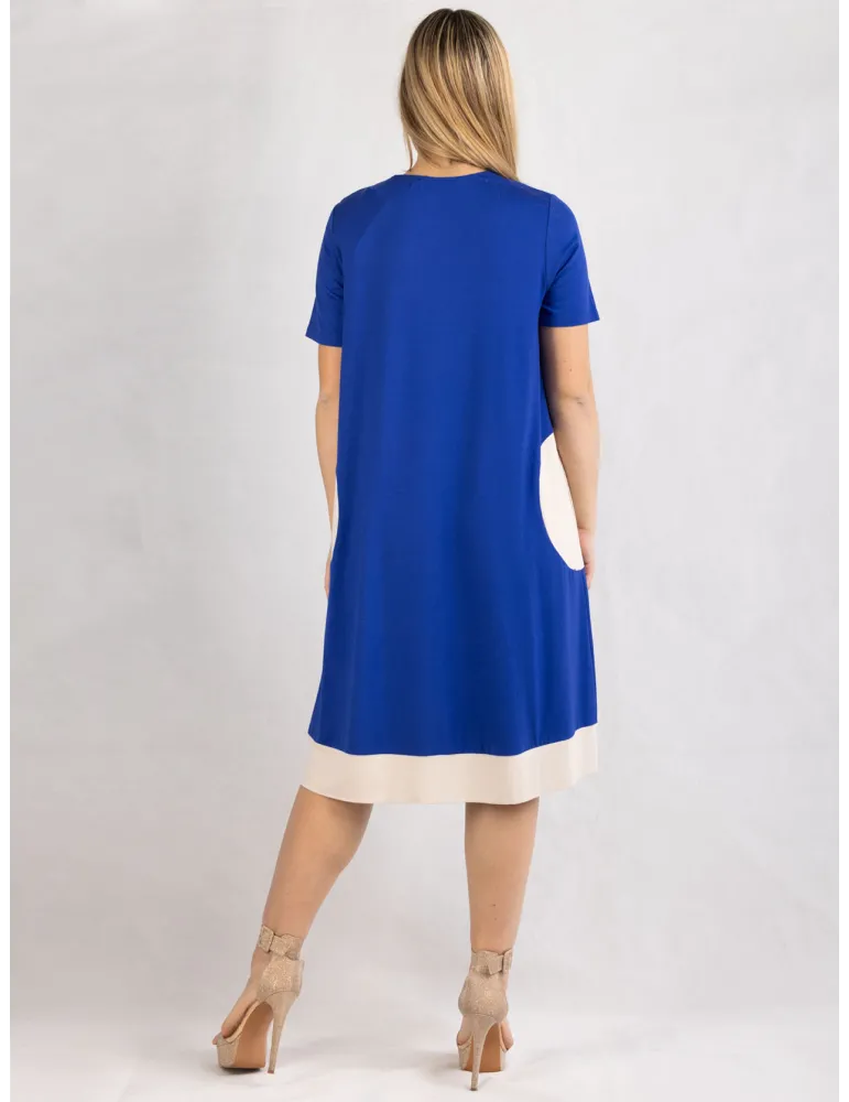 Rubamori Milano Royal blue A-shape short sleeve dress