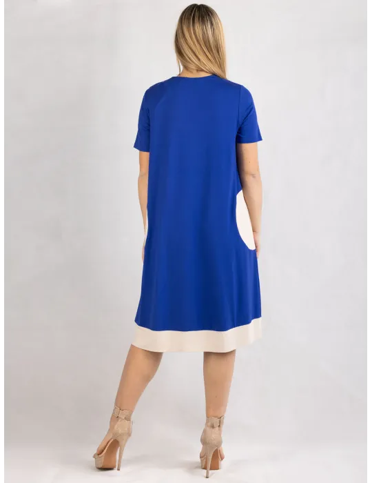 Rubamori Milano Royal blue A-shape short sleeve dress