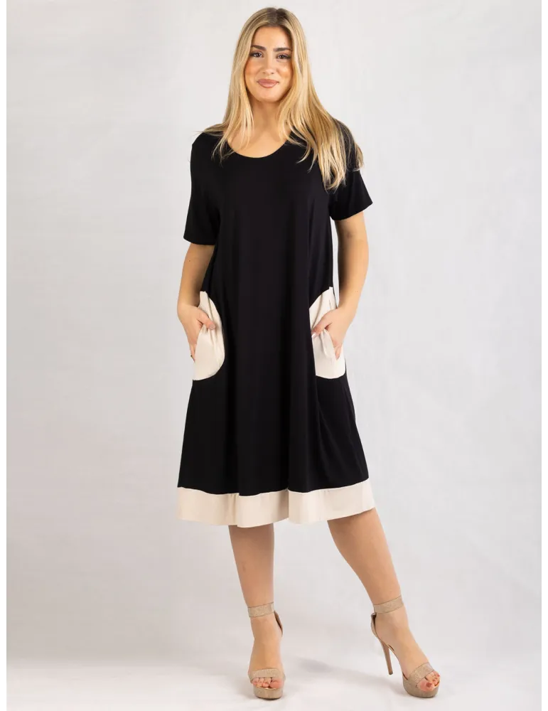 Rubamori Milano | Black A-shape summer dress | Plus size available