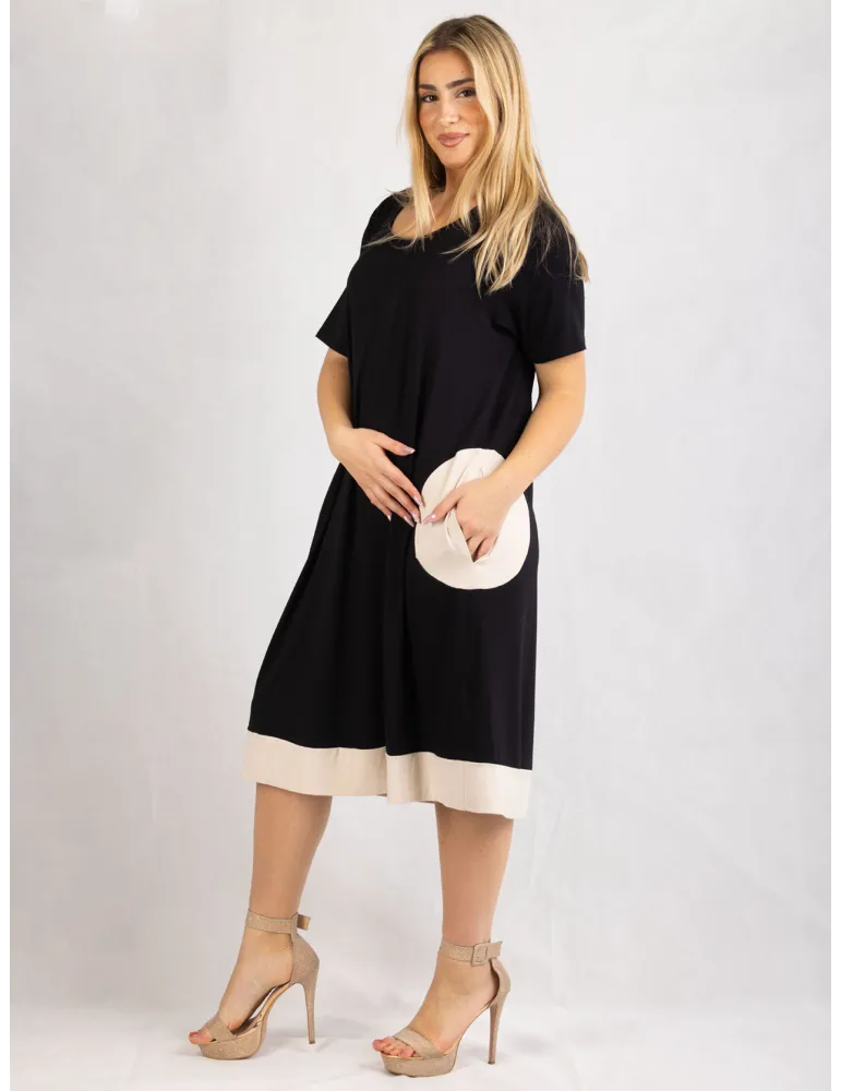 Rubamori Milano | Black A-shape summer dress | Plus size available