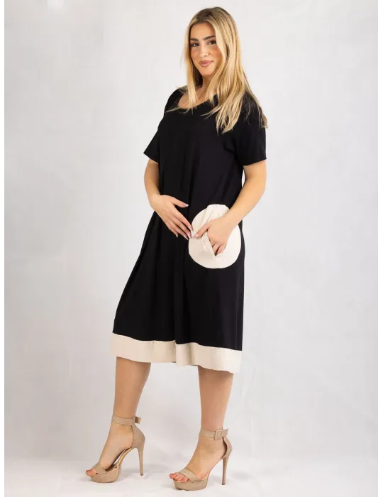 Rubamori Milano Black A-shape short sleeve dress
