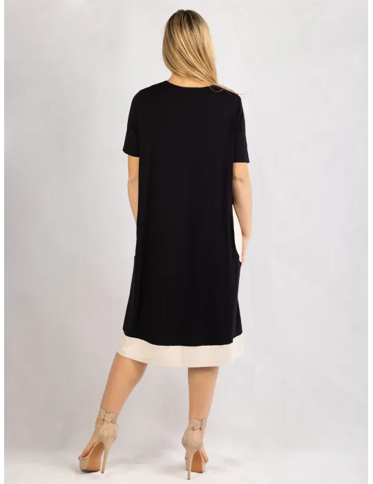 Rubamori Milano Black A-shape short sleeve dress