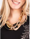 Golden rhinestones handmade multi-strand chain necklace