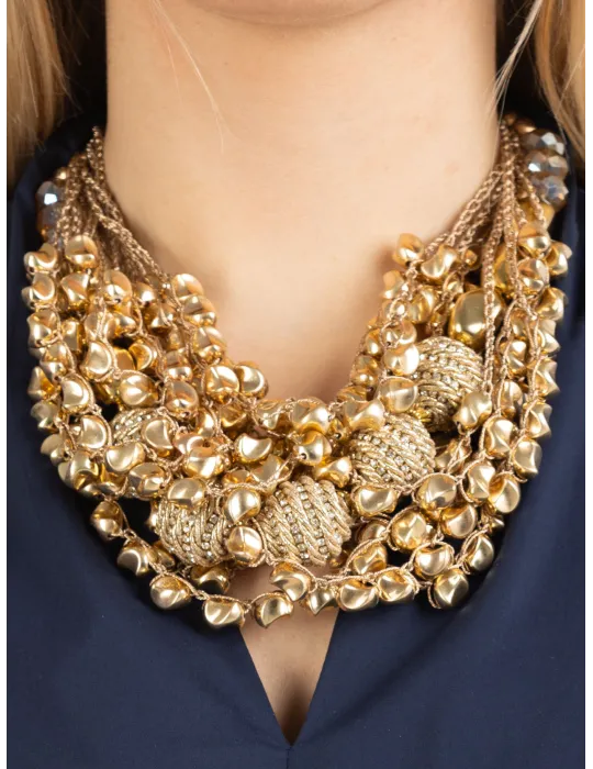 Silver rhinestones handmade multi-strand chain necklace