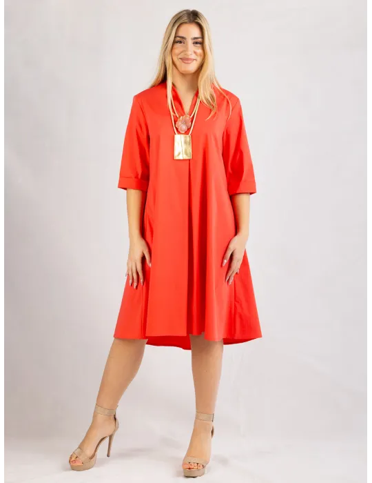 Rubamori Milano | Orange A-shape summer dress | Plus size available Rubamori Milano | Orange A-shape summer dress | Plus size available
