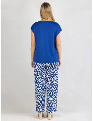 Blusa semplice azzurra Piero Moretti in jersey di viscosa fino alla 58 2