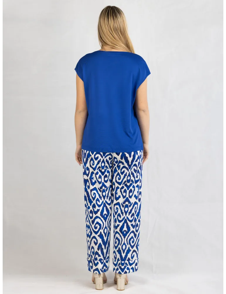 Piero Moretti plain royal blue kimono sleeves blouse