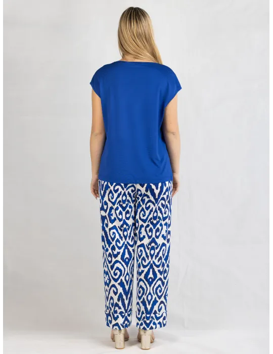 Piero Moretti plain royal blue kimono sleeves blouse