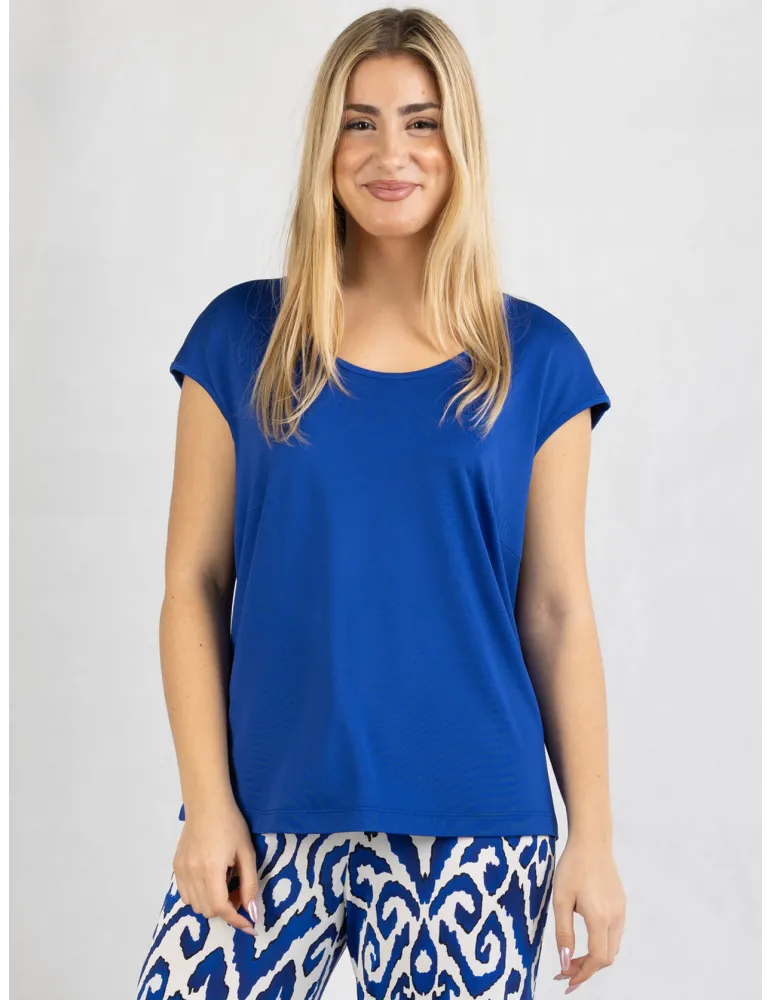 Piero Moretti 2025 | Plain royal blue kimono sleeves blouse