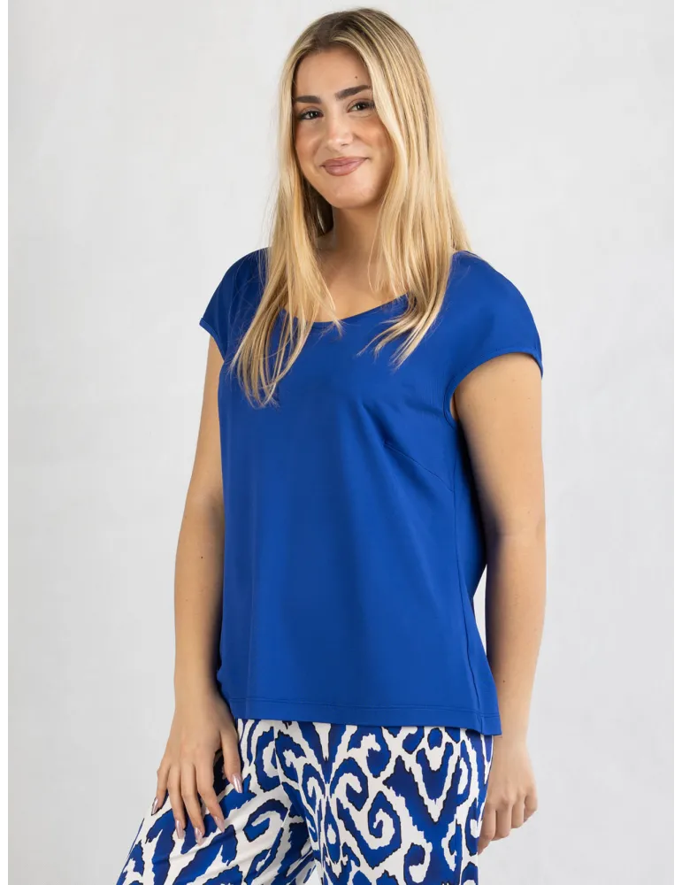 Piero Moretti 2025 | Plain royal blue kimono sleeves blouse Piero Moretti 2025 | Plain royal blue kimono sleeves blouse