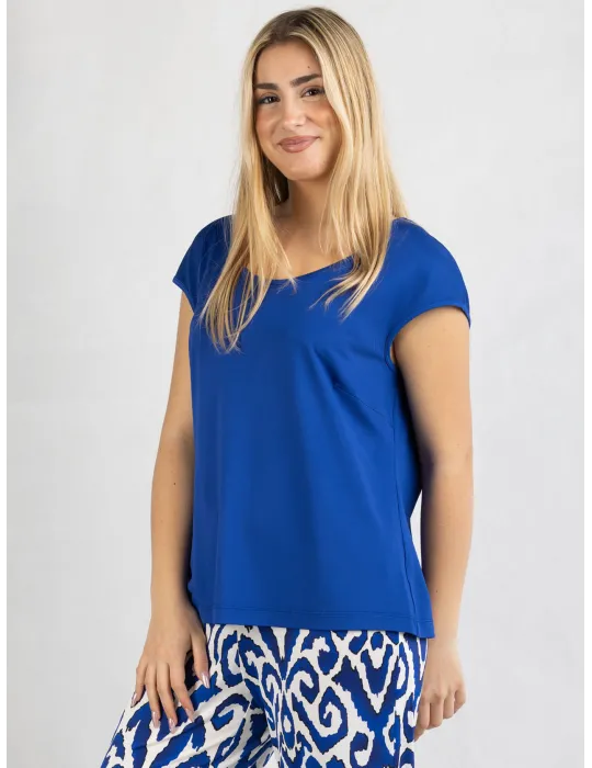 Piero Moretti 2025 | Plain royal blue kimono sleeves blouse Piero Moretti 2025 | Plain royal blue kimono sleeves blouse