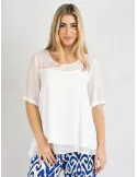Piero Moretti plain white A-shape double silk blouse shirt