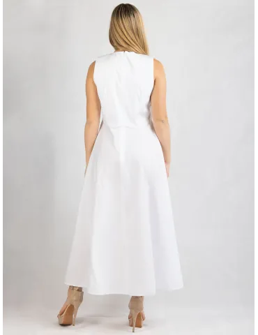 Zanetti Italy White cotton flared long daily summer dress 2