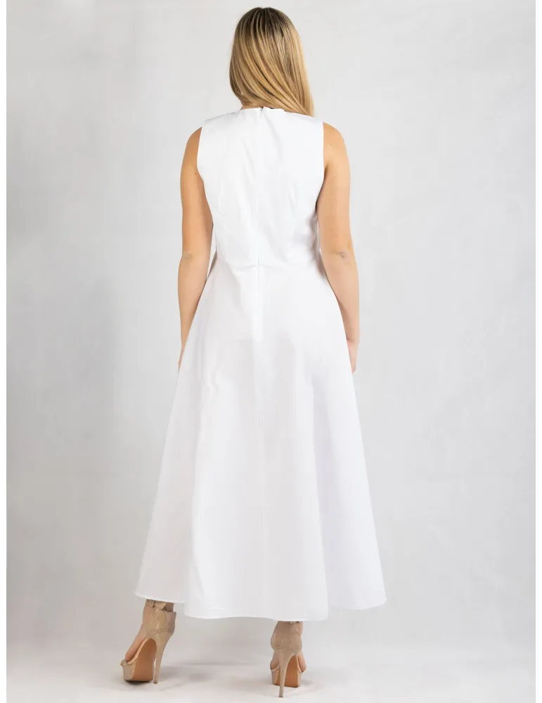 Zanetti Italy White cotton flared long daily summer dress