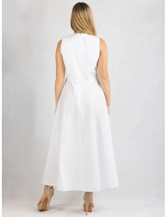 Zanetti Italy White cotton flared long daily summer dress