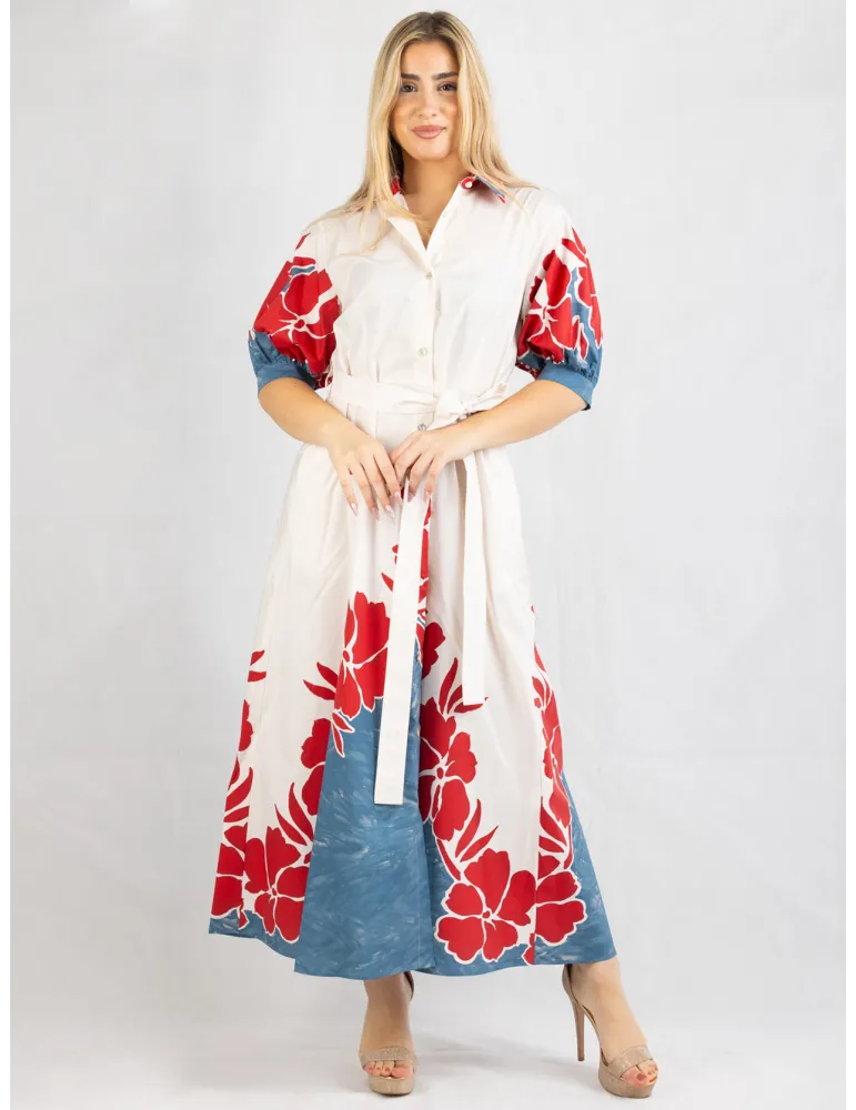 Zanetti Italy Cotton long daily summer dress flared skirt