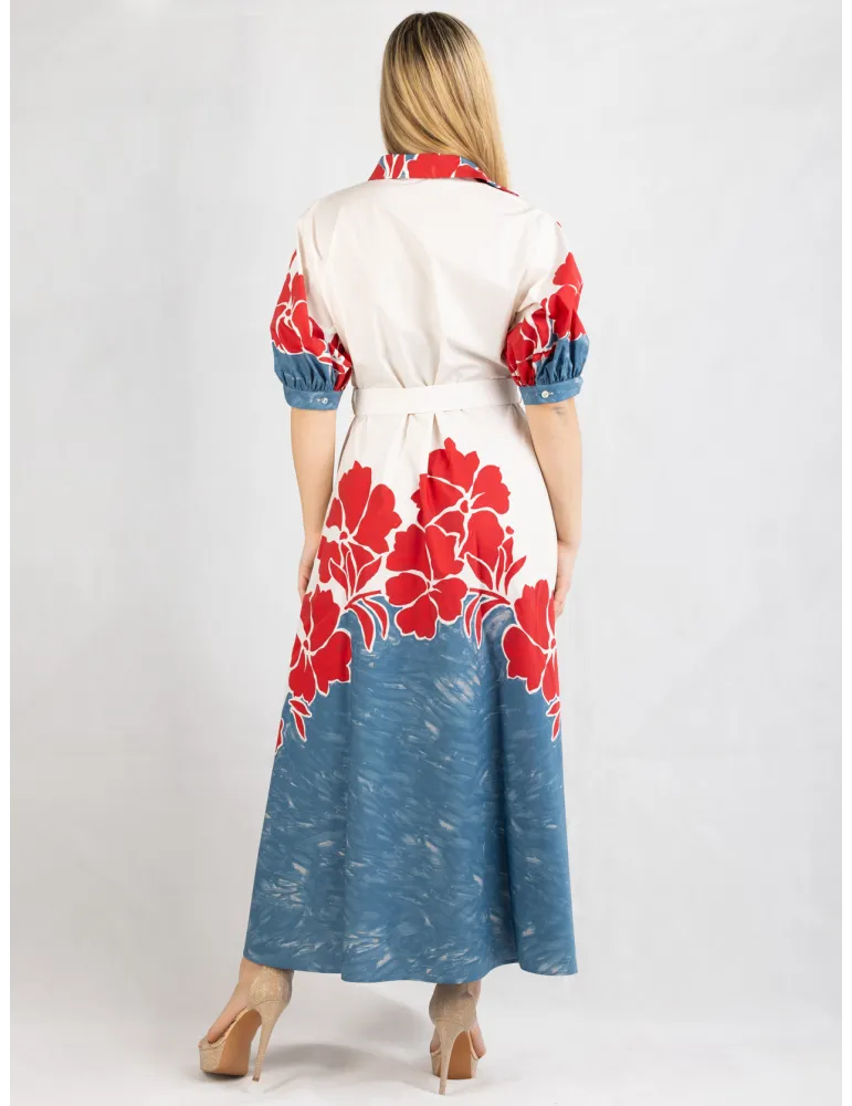 Zanetti Italy Cotton long daily summer dress flared skirt