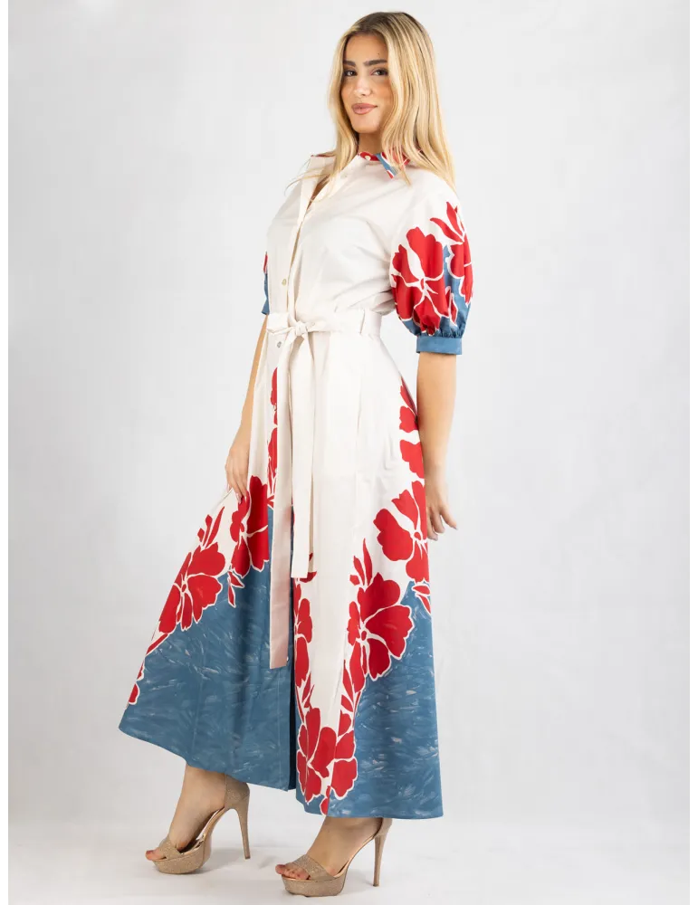 Zanetti Italy Cotton long daily summer dress flared skirt Zanetti Italy Cotton long daily summer dress flared skirt