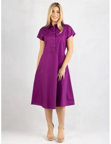 Zanetti Italy Magenta cotton flared midi daily summer dress