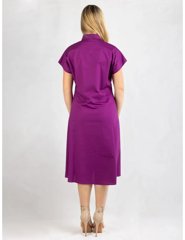 Zanetti Italy Magenta cotton flared midi daily summer dress