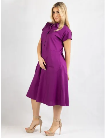 Zanetti Italy Magenta cotton flared midi daily summer dress 2