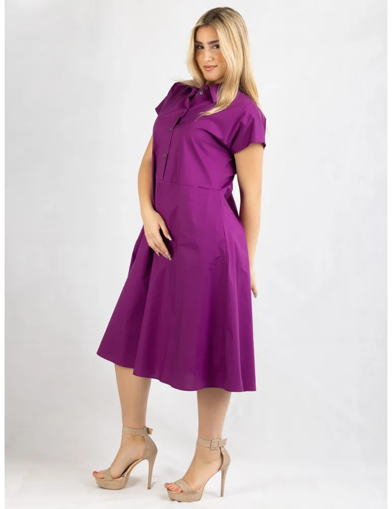 Zanetti Italy Magenta cotton flared midi daily summer dress