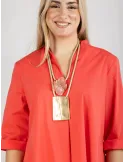 Golden handmade bi-strand chain long necklace