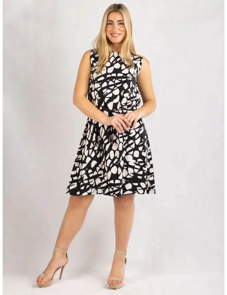 Rubamori Milano Black and white A-line cotton sun dress