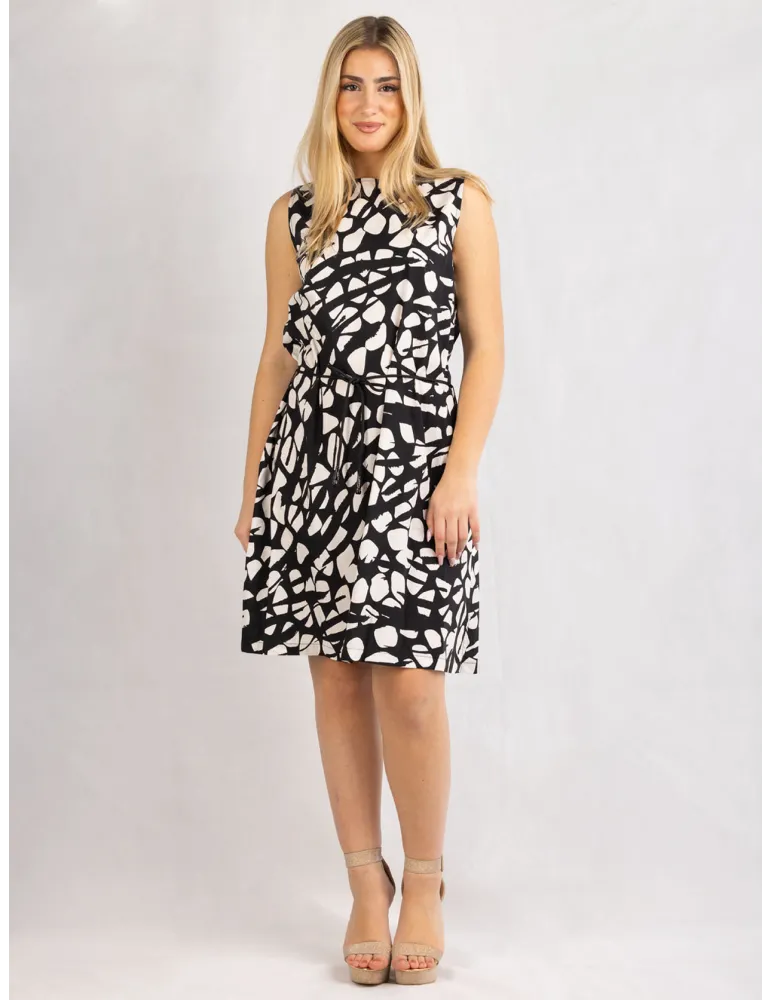Rubamori Milano Black and white A-line cotton sun dress
