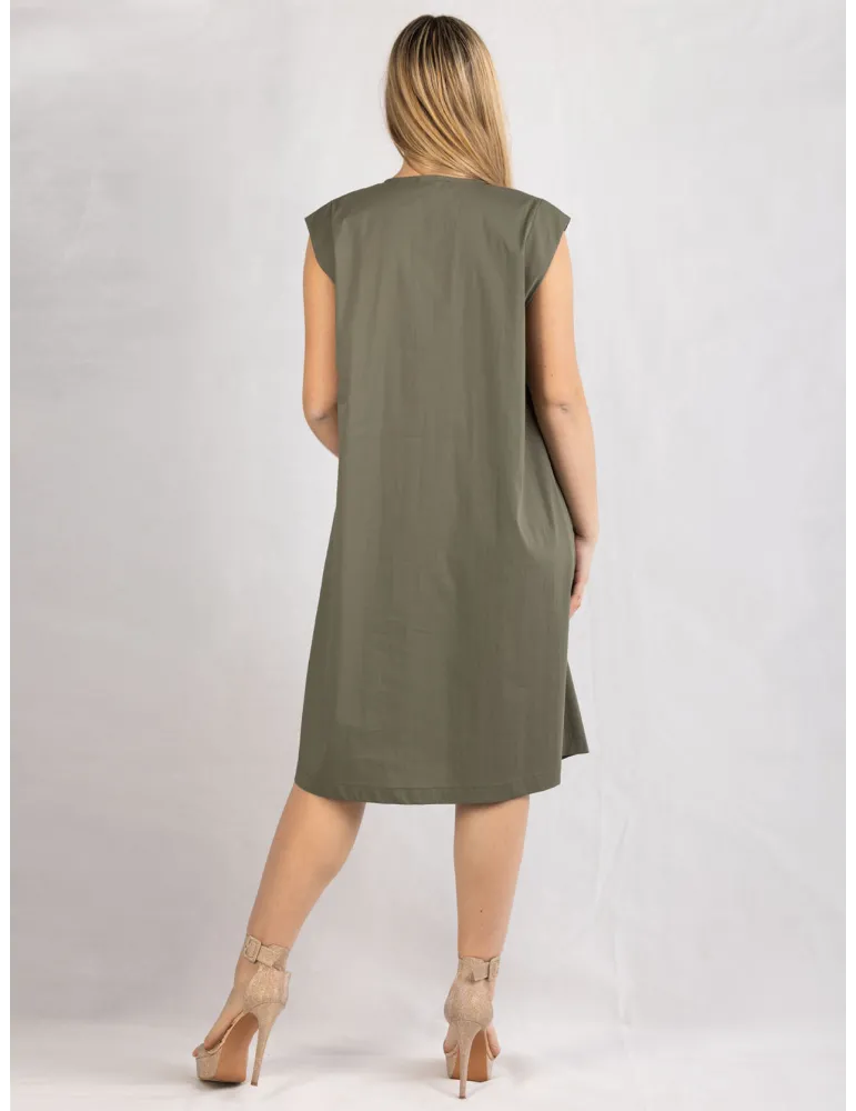 Rubamori Milano Military green A-line cotton sun dress
