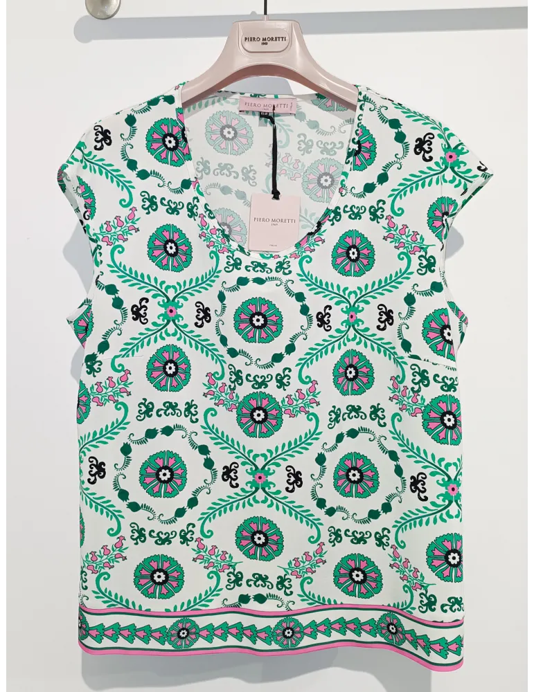 Piero Moretti white and green two pieces twinset