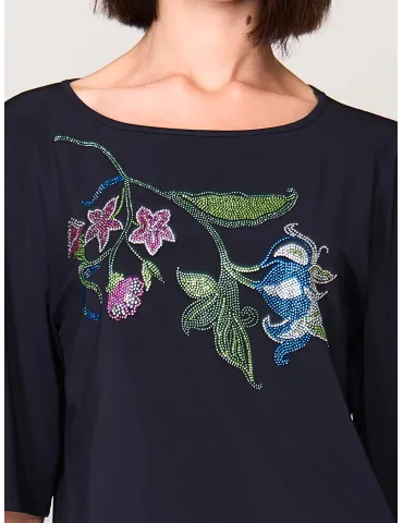 Maglia blu con strass Swarovsky fino alla 56 | Francesca Mercuriali 2
