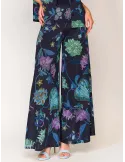 Francesca Mercuriali dark blue flowers print wide trousers