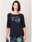 Maglia blu con strass Swarovsky fino alla 56 | Francesca Mercuriali