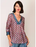 Blusa caftano a trapezio jeans e strass Francesca Mercuriali