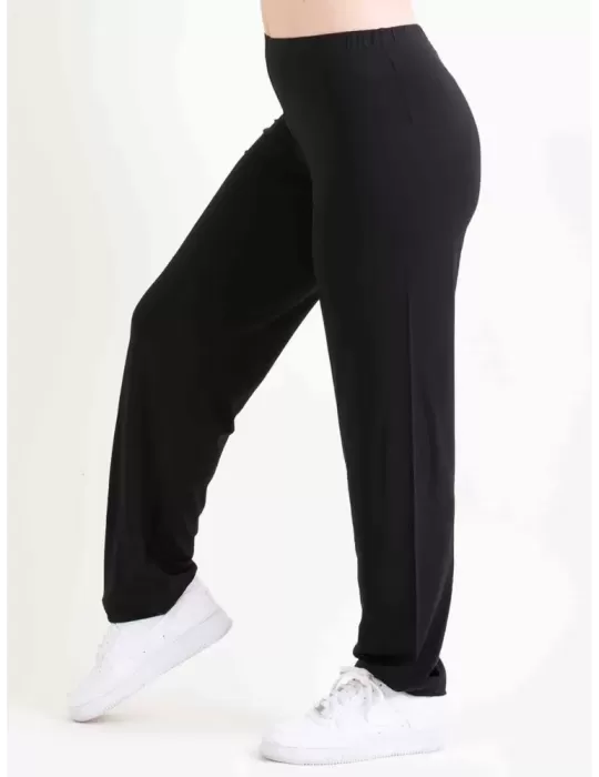 Mercuriali pull-on black palazzo trousers with rhinestones and silk