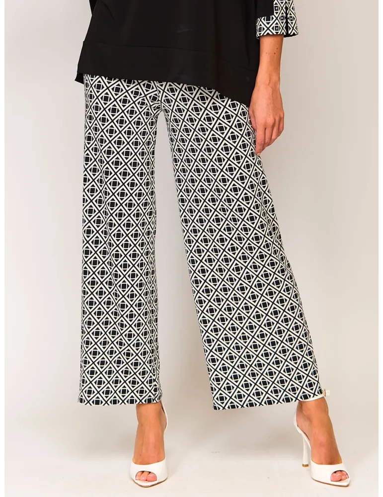 Francesca Mercuriali black and white wide palazzo trousers