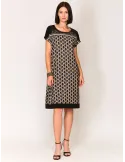 Mercuriali Brown White Black Geometric-Print Tunic Dress