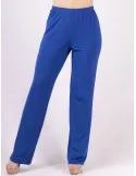 Piero Moretti Royal blue silk pull-on formal cigarette trousers
