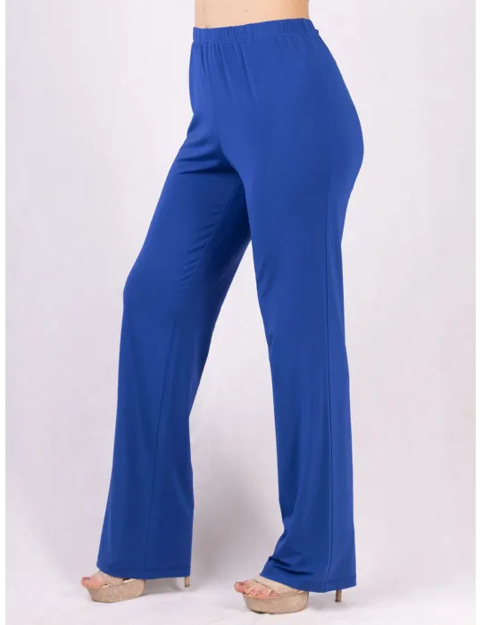 Piero Moretti silk pull-on elegant royal blue trousers plus size