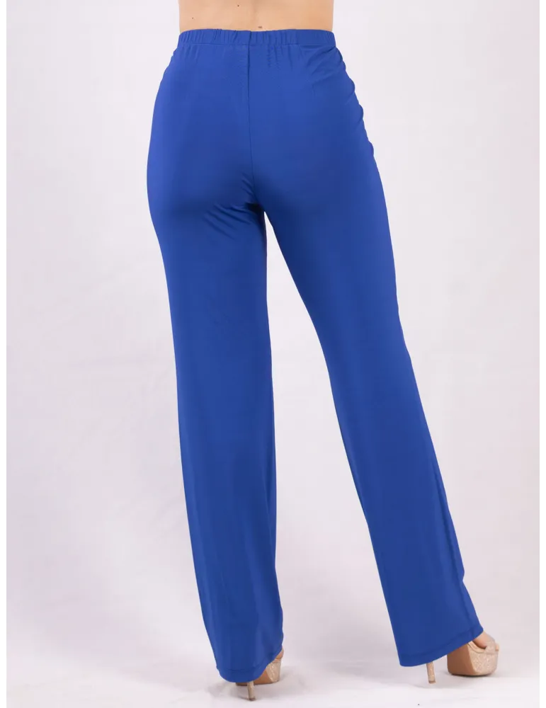 Piero Moretti Royal blue silk pull-on formal cigarette trousers