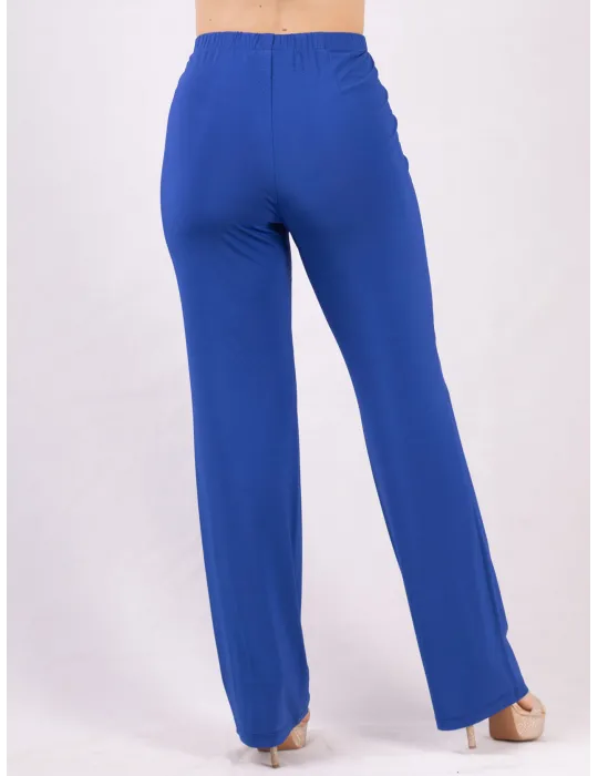 Piero Moretti silk pull-on elegant royal blue trousers plus size